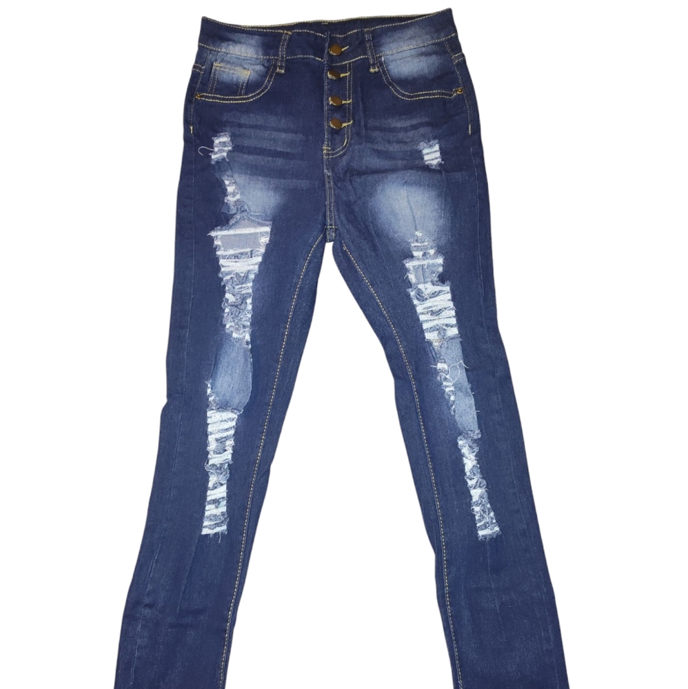 Shein Women's Ripped High-Waisted Blue Jeans